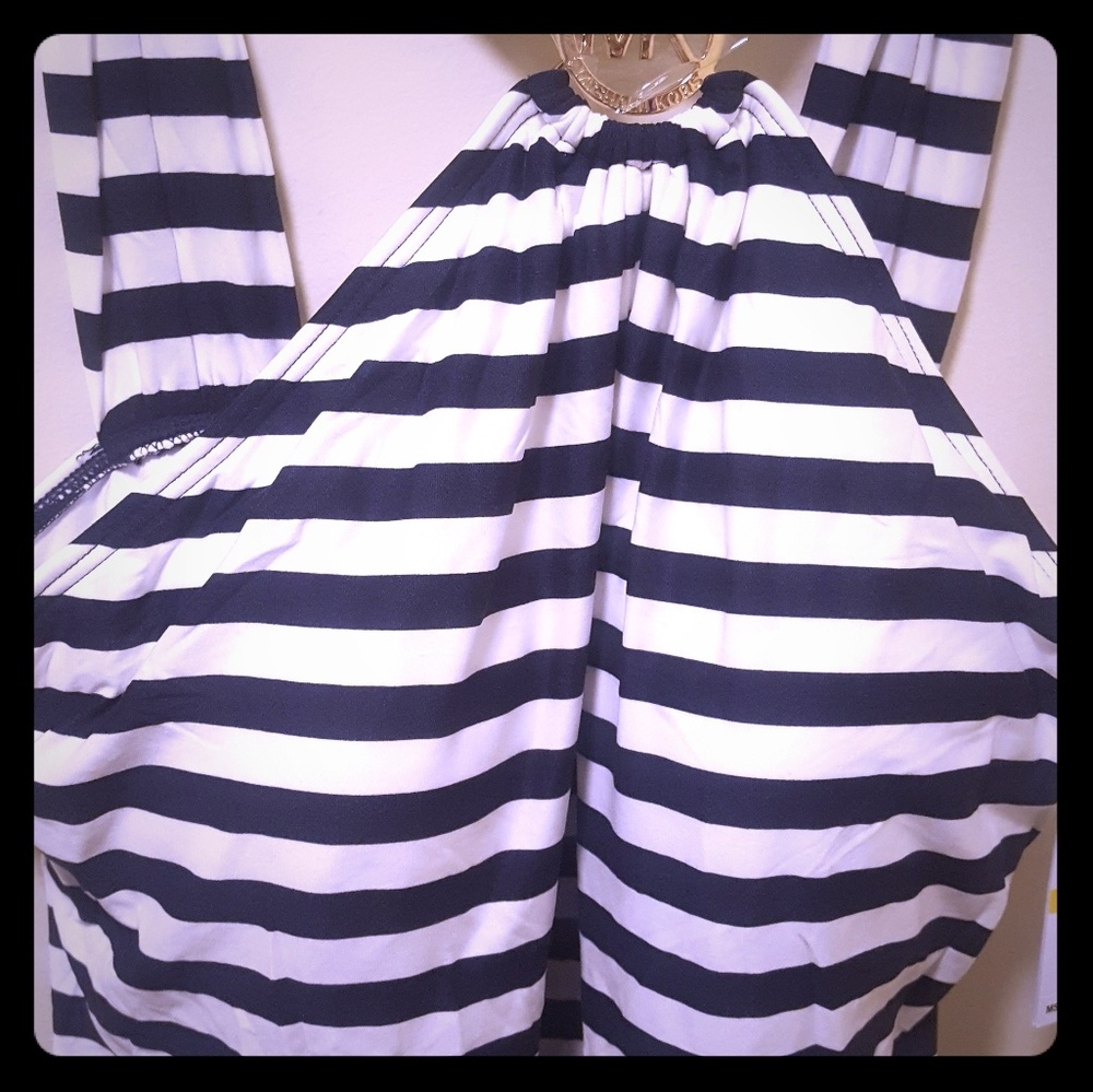 Micheal kors cruise logo striped swim cover up